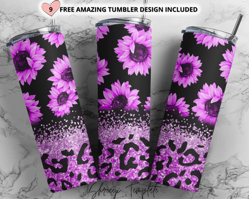 Purple and Black Sunflower 20 oz Sublimation Tumbler – Happy Little Star  Shop
