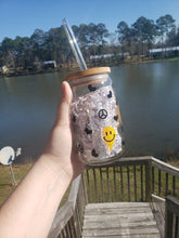 Load image into Gallery viewer, But First Coffee Smiley Glass cup