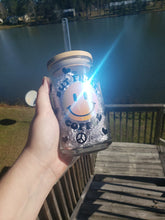 Load image into Gallery viewer, But First Coffee Smiley Glass cup