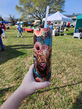 Load image into Gallery viewer, Highland Cows & Flowers 20 oz Sublimation Tumbler
