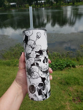 Load image into Gallery viewer, Floral Skulls 20 oz Sublimation Tumbler
