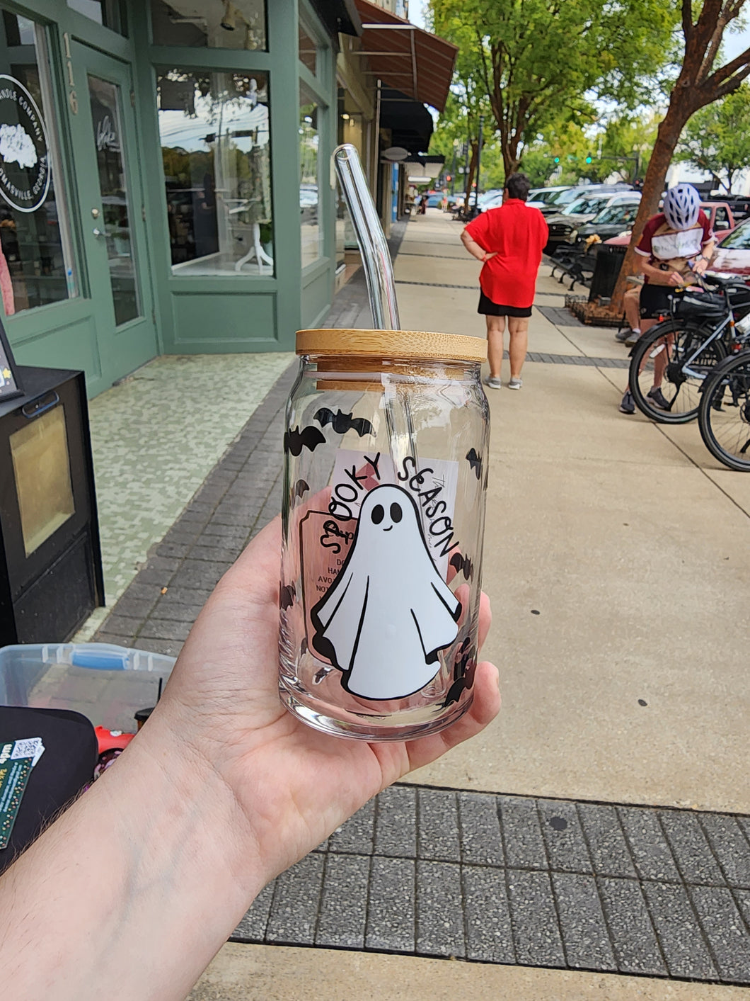 Spooky season glass can cup