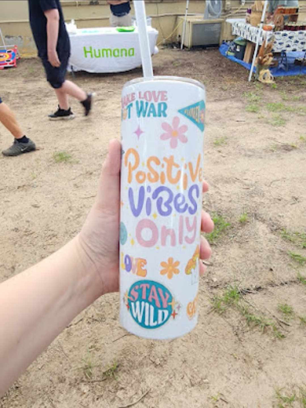 Positive Vibes Only Stay Groovy 20oz Sublimation Tumbler