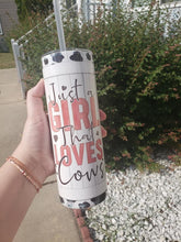 Load image into Gallery viewer, Just a Girl Who Loves Cows 20 oz Sublimation Tumbler
