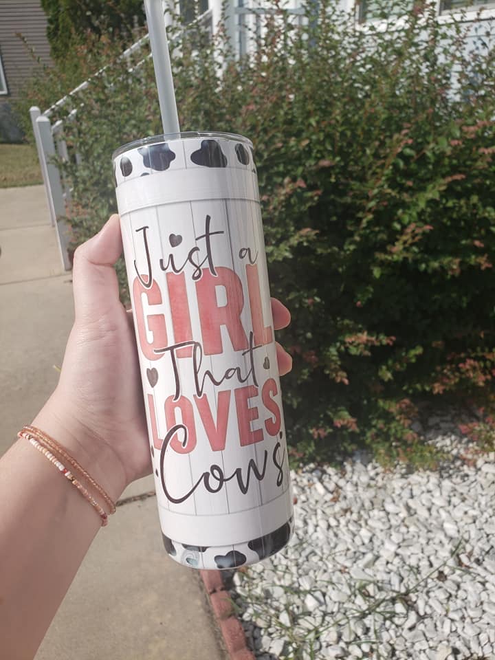 Just a Girl Who Loves Cows 20 oz Sublimation Tumbler