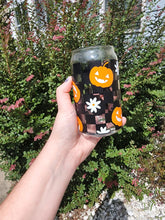 Load image into Gallery viewer, Checkered Pumpkin Glass Can Cup
