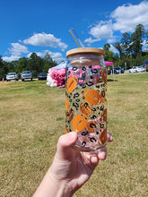 Load image into Gallery viewer, Football and Leopard Print 20 oz glass can cup
