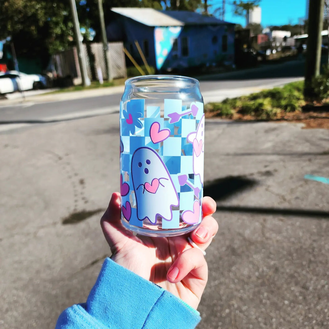 Valentine Ghost Glass Can