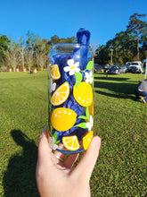 Load image into Gallery viewer, Floral Lemons Glass Can Cup
