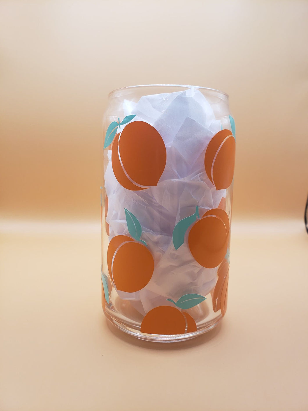 Peach Glass Can Cup